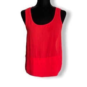 Forever 21 Womens Tank Top Size Medium Orange Red Textured Pleated Tiered